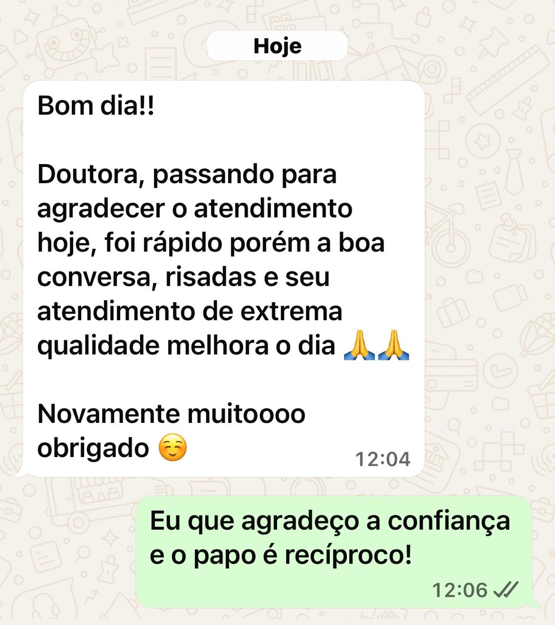 Relato de paciente sobre a experiência com a clínica 6
